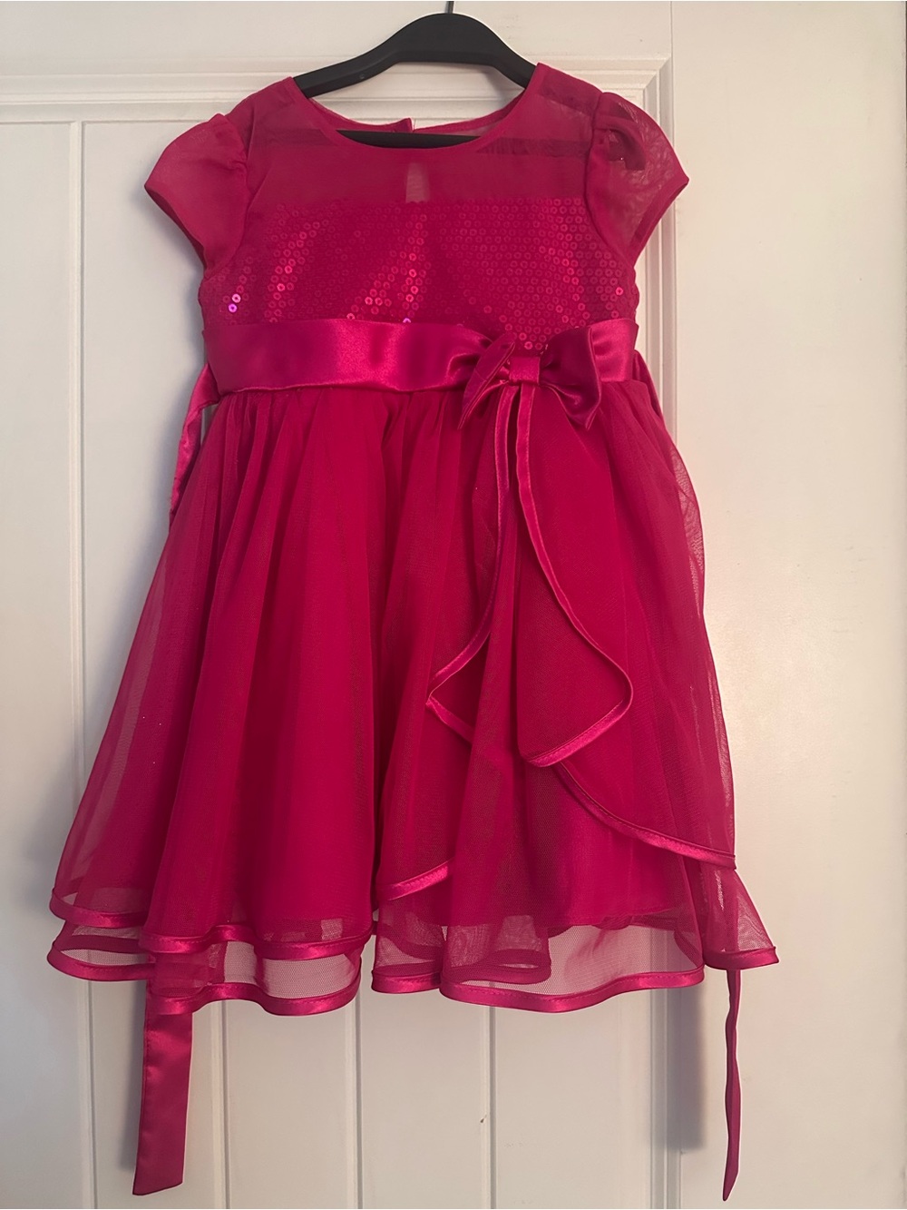 Kids Girls' Fuchsia Sequin Party Dress with Bow